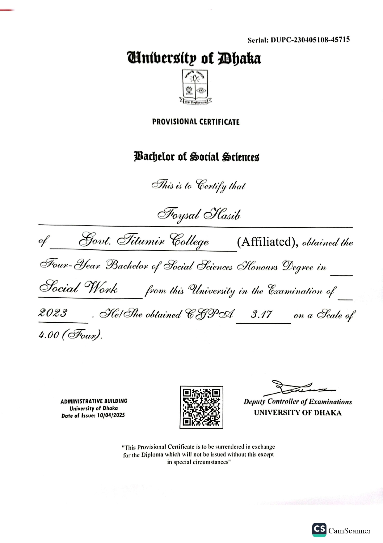 Certificate